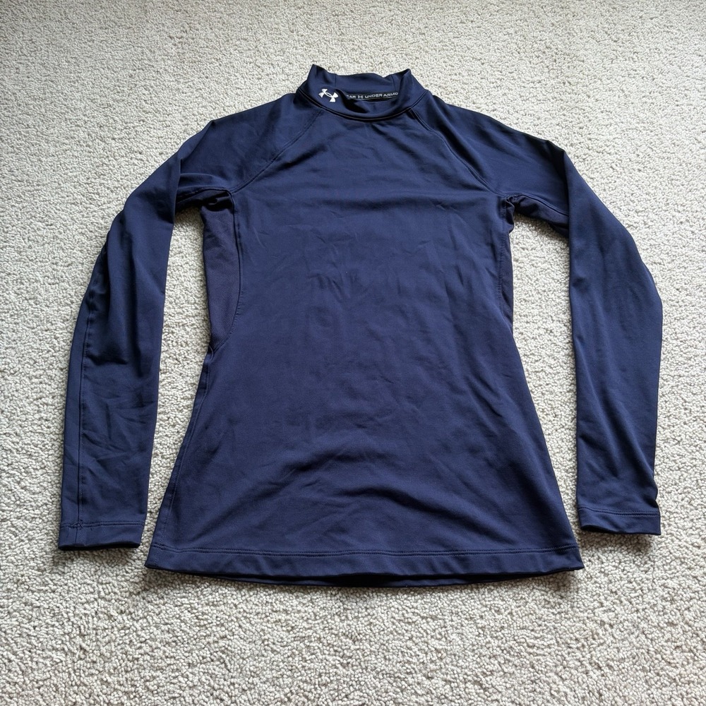 Under Armour Cold Gear Fitted Long Sleeve Mock Neck Baselayer Women's Small Navy